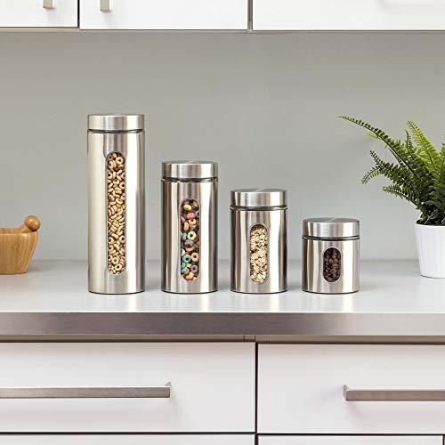 4pc Square Canister Sets for Kitchen Counter or Bathroom + Labels & Ma -  Le'raze by G&L Decor Inc