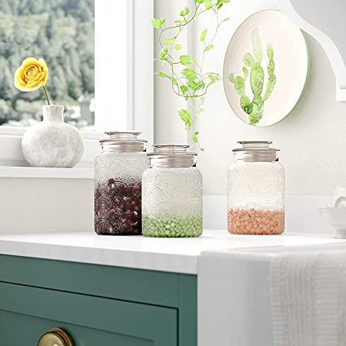 Glass Food Storage Jars with Airtight Lids - 4 Pack Square Mason Jars -  Le'raze by G&L Decor Inc