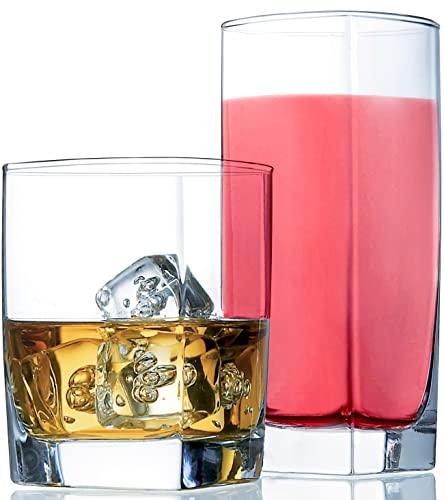 Red Co. Set of 6 Clear Glass 8 Oz Short Highball Rocks Tumblers