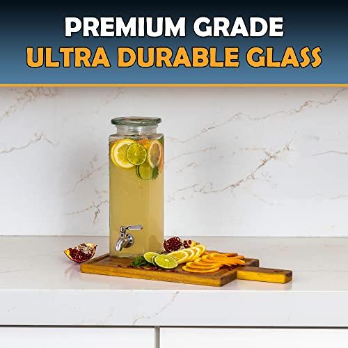 Glass Beverage Dispenser for Parties - 100% Leakproof Stainless Steel -  Le'raze by G&L Decor Inc