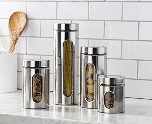 4pc Square Canister Sets for Kitchen Counter or Bathroom + Labels & Ma -  Le'raze by G&L Decor Inc