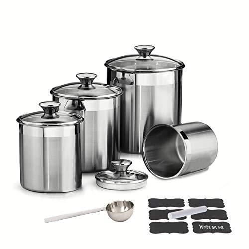 Quality Modern Red Stainless Steel Canister Set for Kitchen Counter wi -  Le'raze by G&L Decor Inc