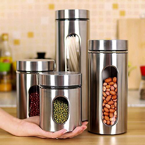 Canister Set of 5, Glass Kitchen Canisters with Airtight Bamboo Lid, G -  Le'raze by G&L Decor Inc