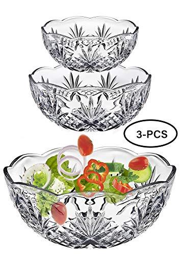 Lallisa 2 Pcs Large Glass Salad Bowls Mixing Serving Dish 85oz and 50oz  Clear Glass Fruit Bowl Trifle Bowl for Home, Hotels, Restaurants and  Parties
