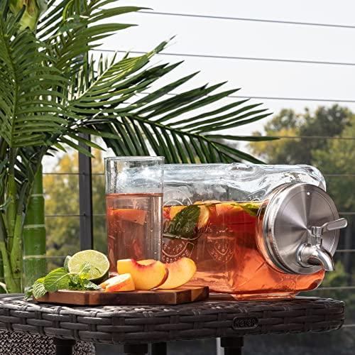 Glass Beverage Dispenser for Parties - 100% Leakproof Stainless