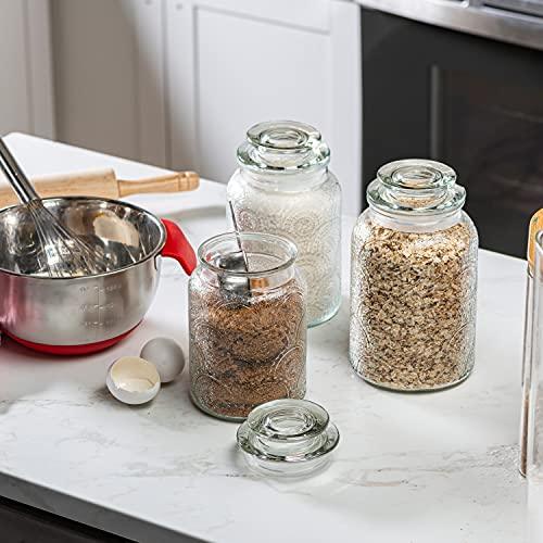 Canister Set of 5, Glass Kitchen Canisters with Airtight Bamboo Lid, G -  Le'raze by G&L Decor Inc