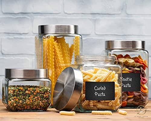 Estilo Glass Cookie Jars Apothecary Jars with Lids Includes Chalkboard Labels and Chalk Airtight GL