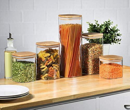 Stackable Kitchen Canisters Set Clear Glass Jars for Home Kitchen  Thicken Airtight Food Storage Jars with Wood Bamboo Lid - China Square Glass  Bottle, Airtight Glass Jar