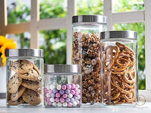 2pc Canister Set for Kitchen Counter + Labels & Marker - Glass Cookie -  Le'raze by G&L Decor Inc