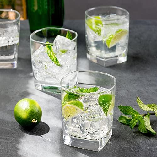 Heavy Base Drinking Glasses, Square Base Round Top Glass Cups for