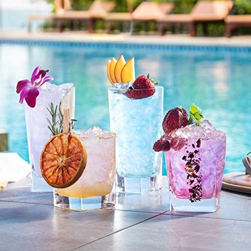 3 Pack Square Glass Cups Tumbler Highball Drinking Glasses for Water Wine  Beer Cocktails Juice Iced Tea Coffee Mixed Drinks Kitchen Party Home