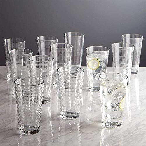 Le'raze Set Of 8 Heavy Base Drinking Glasses - 4 Highball Cooler Glasses  (18oz), And 4 Stemless Dof Rocks Wine Glasses (12oz). : Target