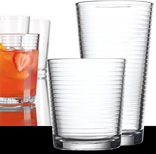 Clear Drinking Glasses Set of 16, Durable Heave Base Glass Cups, 8 Highball  Cocktail Glasses, and 8 …See more Clear Drinking Glasses Set of 16