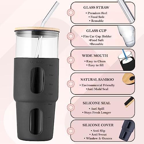 HORLIMER 16 oz Glass Coffee Mugs Set of 6, Clear Coffee Cup with Handle for  Tea Cappuccino Latte Milk Juice Hot Beverages