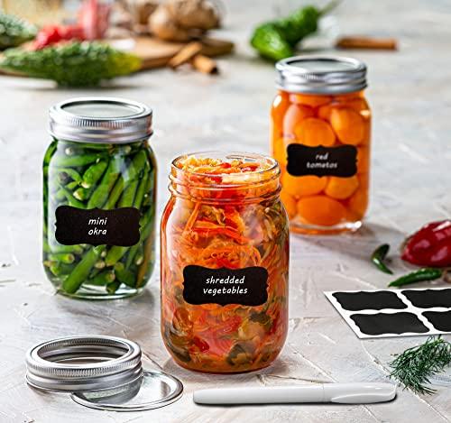 32 OZ Wide Mouth Mason Jars, Glass Jars with Silver Metal Airtight Lids,  Perfect for Meal Prep, Food Storage, Canning, Drinking, Preserving, Favors