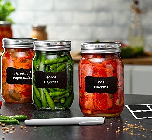 Glotoch Tempered Glass Mason Jars 12 Pack, 8 oz. with Regular Mouth Lids  and Bands - Ideal for Spices, Canning, Pickling, Preserves, Storage,  Crafts, Come with 12 Chalkboard Labels and 1 Brush Included