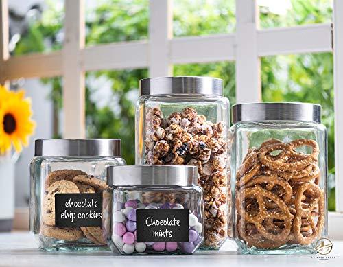 2pc Canister Set for Kitchen Counter + Labels & Marker - Glass Cookie -  Le'raze by G&L Decor Inc