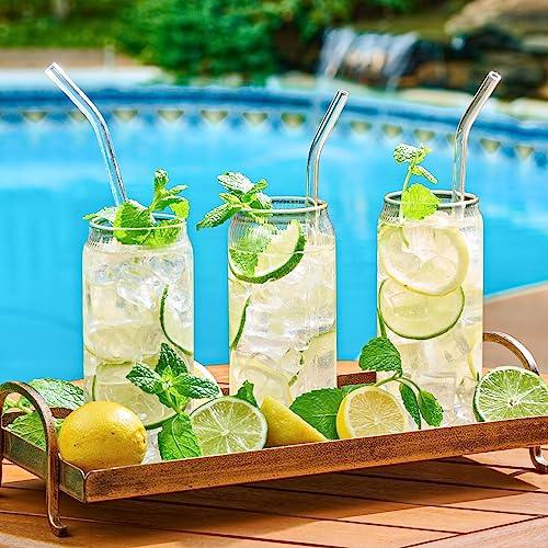Le'raze Set of 16 Heavy Base Ribbed Durable Drinking Glasses Includes 8  Cooler Glasses (17oz) and 8 Rocks Glasses (13oz) - Clear Glass Cups -  Elegant Glassware …