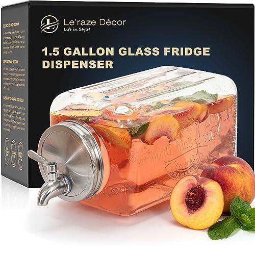 Eleganttime 1 Gallon Glass Drink Dispensers for Parties,2 Pack Beverage Dispenser with Fruit Infuser,Laundry Detergent Dispenser Punch Bowls Water