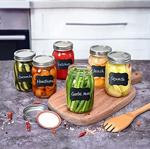 12-Pack - 16oz Glass Mason Jars with lids - Airtight Band + Marker & L -  Le'raze by G&L Decor Inc