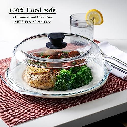 Microwave Cover Glass - Microwave Splatter Cover 100% Food Grade, Glass Microwave Covers for Food Splatter BPA Free and Dishwasher Safe, Vented