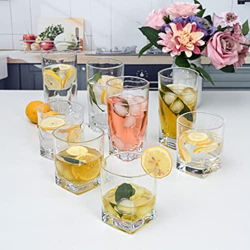 Everyday Drinking Glasses Set of 8 Drinkware Kitchen Glasses for