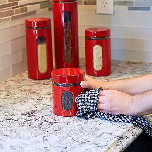 Sjenert Beautiful Glass Kitchen Canisters with Stainless Steel Lids, Food Sealed Storage Containers, Modern Style and Clean Kitchen Organization, Size