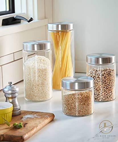 Glass cookie jars for kitchen counter,(3 Pack) 75 oz food storage cani -  Le'raze by G&L Decor Inc