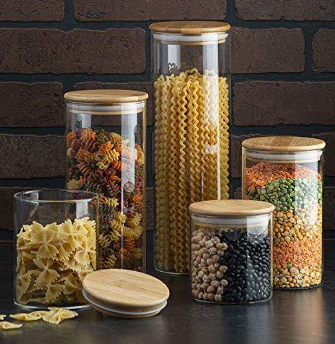 Hot Sale Square Food Storage Jars Containers Clear Glass Food Canister with  Bamboo Lid Airtight for Serving Tea Coffee Flour Sugar - China Straight  Glass Jar and Glass Straight Jar price