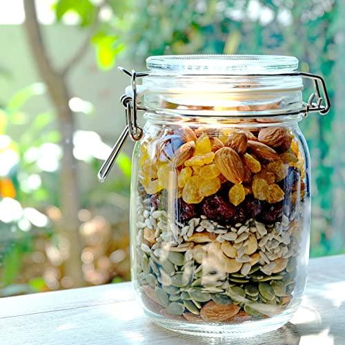 Set of 2 Glass Jar with Lid (2 Liter) | Airtight Glass Storage Cookie Jar  for Flour, Pasta, Candy, Dog Treats, Snacks & More | Glass Organization