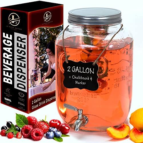 Finedine Glass Drink Dispenser For Fridge - 1 Gallon Water, Laundry  Detergent Or Beverage Dispenser For Bbq, Picnic, Pool Party And Social  Events