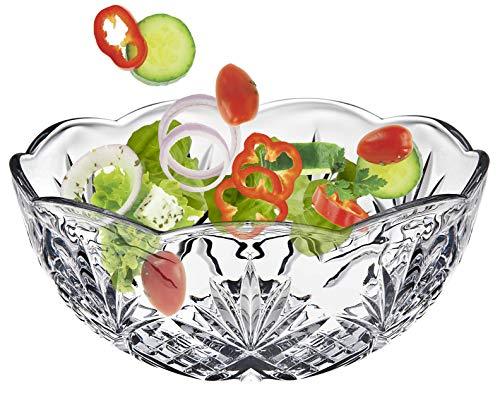 Large Glass Salad Bowl - Microwave & Dishwasher Safe - Mixing and Serving  Dish - Clear Glass Fruit Bowl and Trifle Bowl