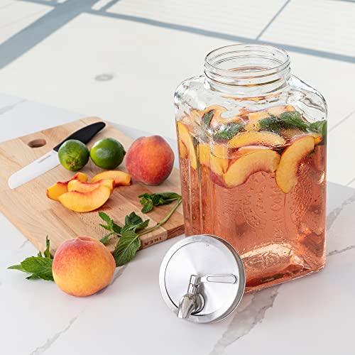 Finedine Glass Drink Dispenser For Fridge - 1 Gallon Water, Laundry  Detergent Or Beverage Dispenser For Bbq, Picnic, Pool Party And Social  Events