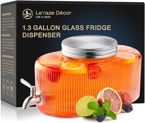 Eleganttime 1 Gallon Glass Drink Dispensers for Parties,2 Pack Beverage Dispenser with Spigot,Laundry Detergent Dispenser Punch Bowls Juice Water