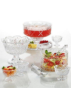 Large Glass Salad Bowl - Microwave & Dishwasher Safe -  Centerpiece Serving Bowl - Mixing and Serving Dish - Clear Borosilicate  Glass Fruit Bowl and Trifle Bowl, 100oz.: Salad Bowls