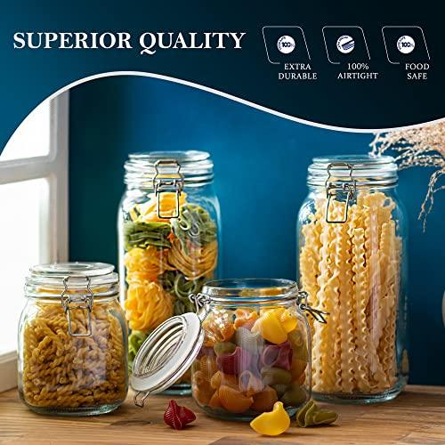 Canister Set of 5, Glass Kitchen Canisters with Airtight Bamboo Lid, G -  Le'raze by G&L Decor Inc