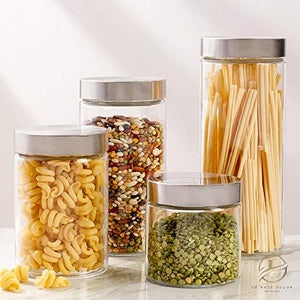 Glass Canister Set for Kitchen or Bathroom with Airtight Lid and Chalkboard  Labels, Apothecary Glass Food