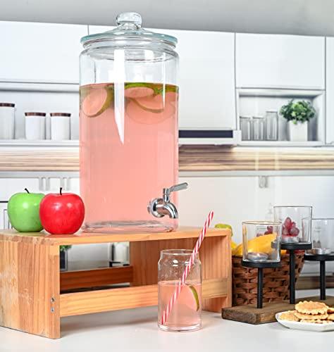 Glass Beverage Dispenser for Parties - 100% Leakproof Stainless Steel -  Le'raze by G&L Decor Inc