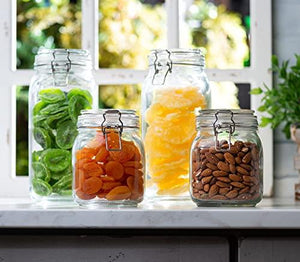 Le'raze Set Of 5 Borosilicate Glass Food Storage Jars Containers With  Airtight Bamboo Clamp Lid : Target