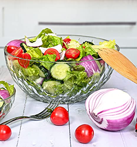 Taykoo Glass Salad Bowls Gold Rim Mixing Bowls for Kitchen Prep Fruit Pasta  Popcorn and Snack