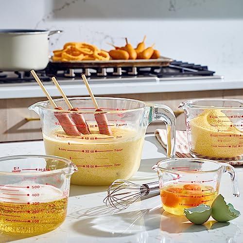 8 Cup Large Glass Measuring Cup - Kitchen Mixing Bowl Liquid Measure Cups  Glass Tupperware Bakeware Set, Punch Bowl, Batter Bowl.