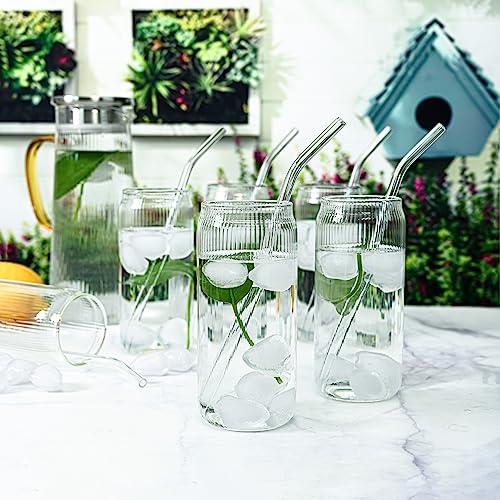 Set of 16 Heavy Base Ribbed Durable Drinking Glasses Includes 8