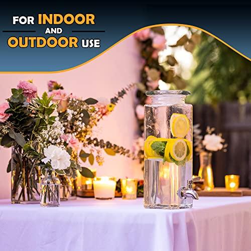 Outdoor Glass Beverage Dispenser + Wooden Base - 100% Leak Proof - Wid -  Le'raze by G&L Decor Inc