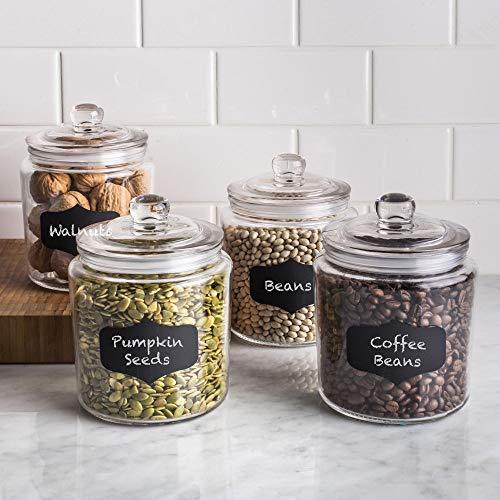 Estilo Glass Cookie Jars Apothecary Jars with Lids Includes Chalkboard Labels and Chalk Airtight GL