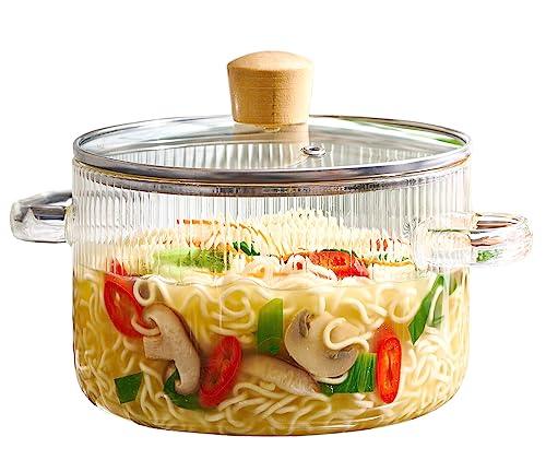 Glass Cooking Pot with Lid - 2L(68oz) Heat Resistant Borosilicate Glas -  Le'raze by G&L Decor Inc