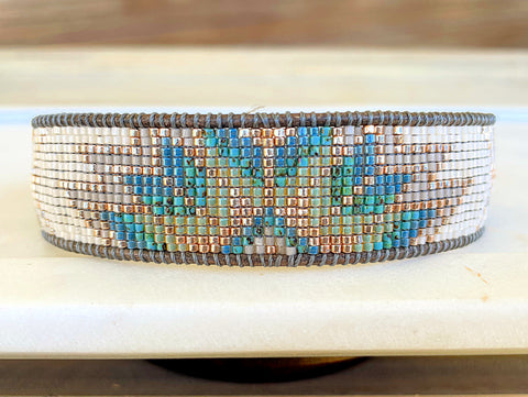 Southwest Geometric Bead Loom Woven Bracelet – Tower Creations