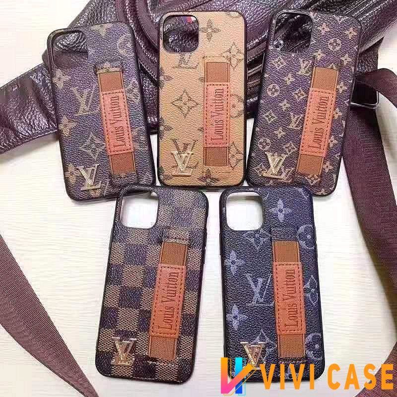 Louis Vuitton Style Leather Monogram Strap Designer Iphone Case For Iphone 11 Pro Max X Xs Xs Max Xr 7 8 Plus