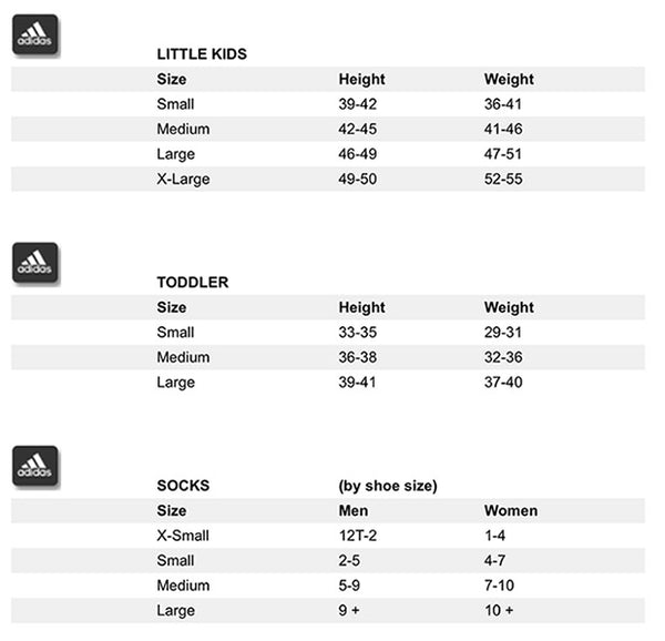 Adidas Size Charts
