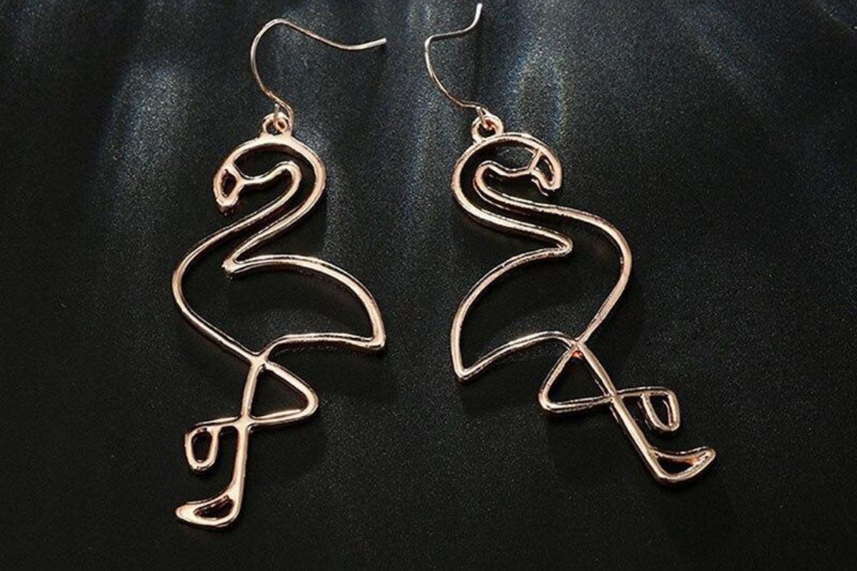 rose gold flamingo earrings