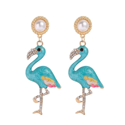 blue flamingo earrings